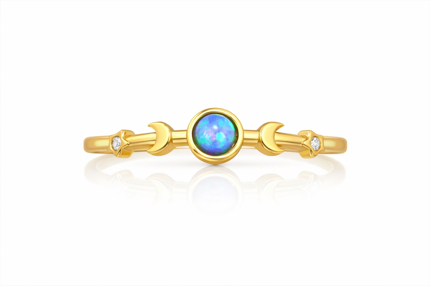 Galaxy Ring gold mit blauem Stein