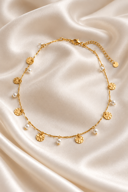 Halskette Boho weiss gold