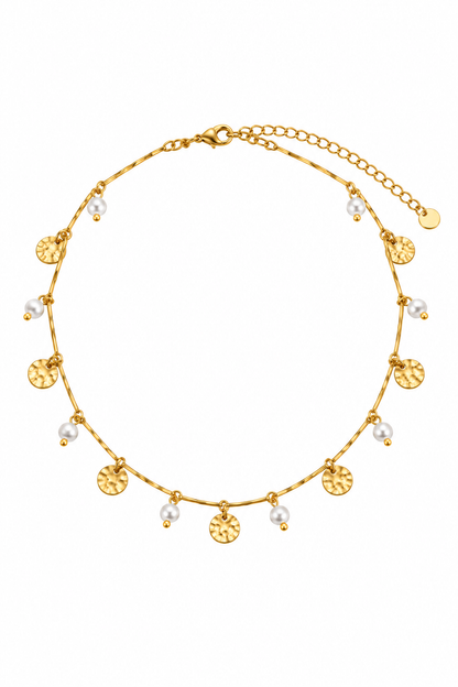 Halskette Boho weiss gold