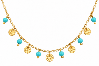 Halskette Boho blau gold