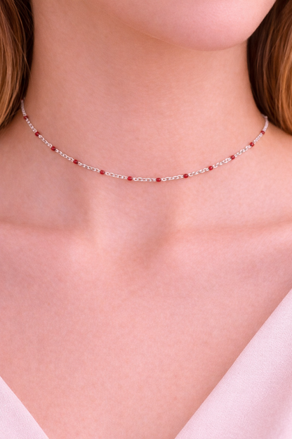 Halskette Dotty rot silber