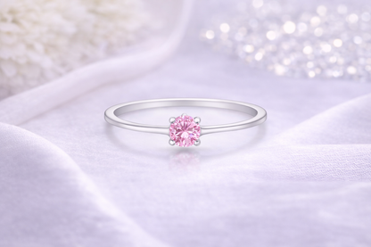 Silberring Princess mit rosa Stein