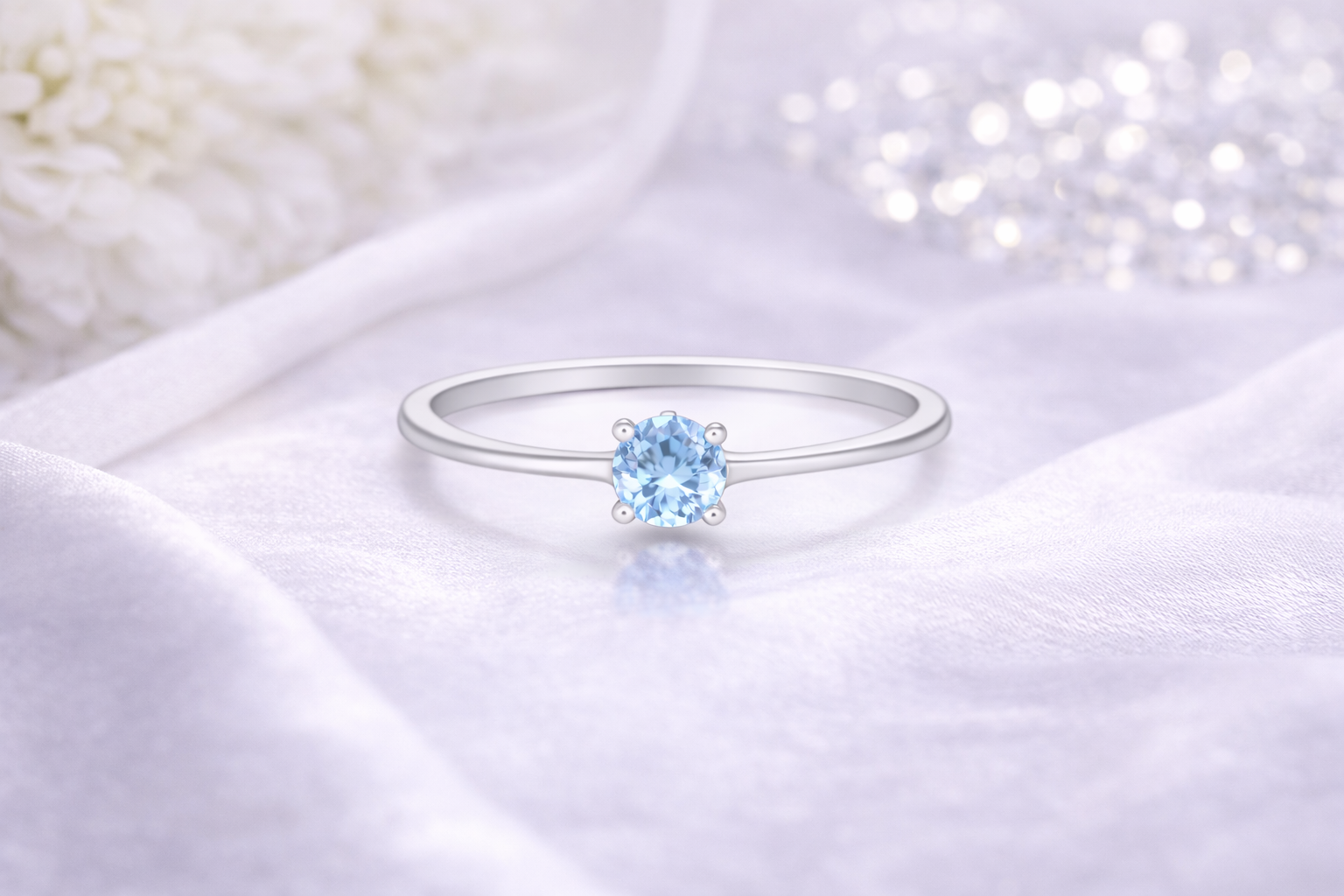 Princess Ring silber mit blauem Schmuckstein