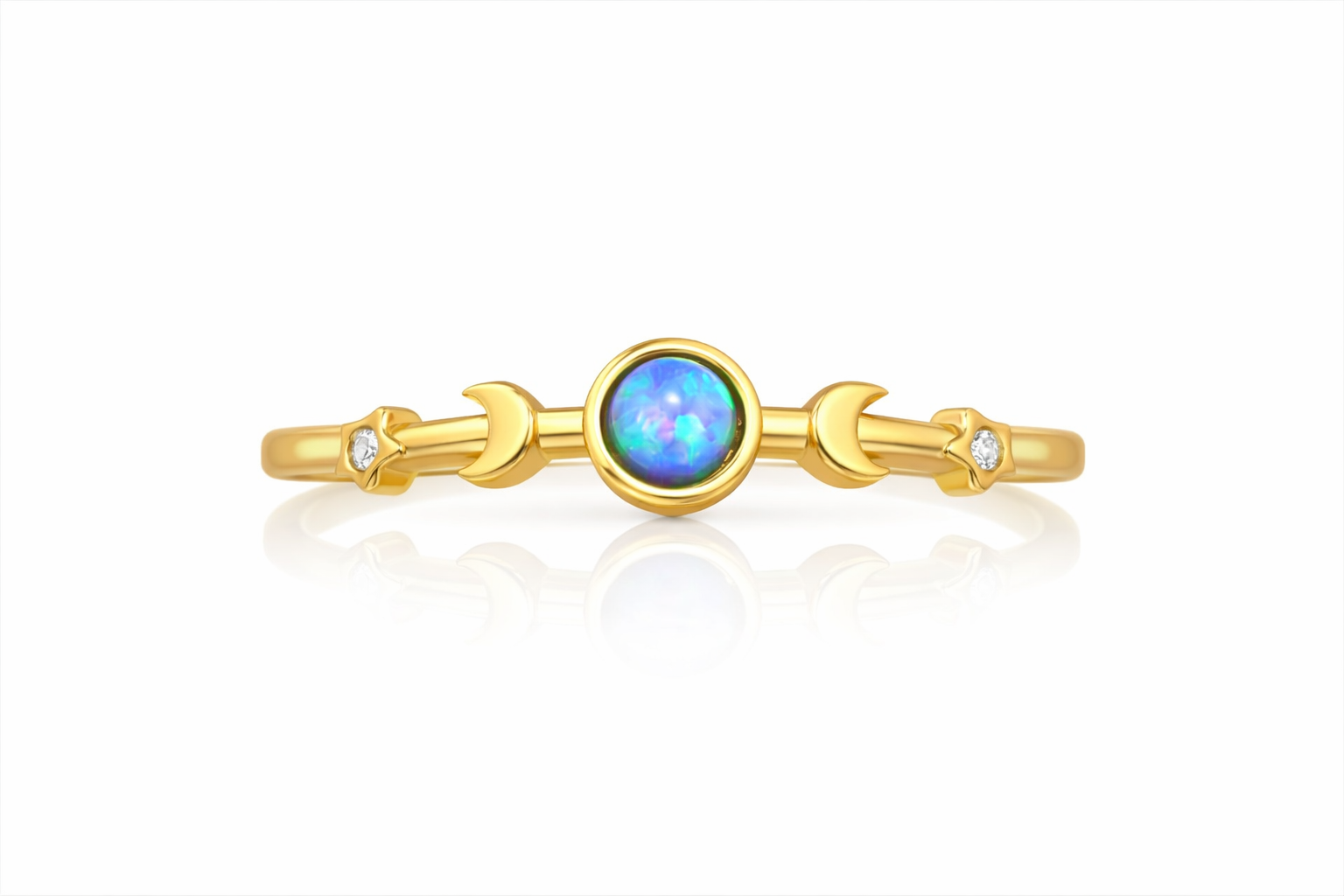 Galaxy Ring gold mit blauem Stein