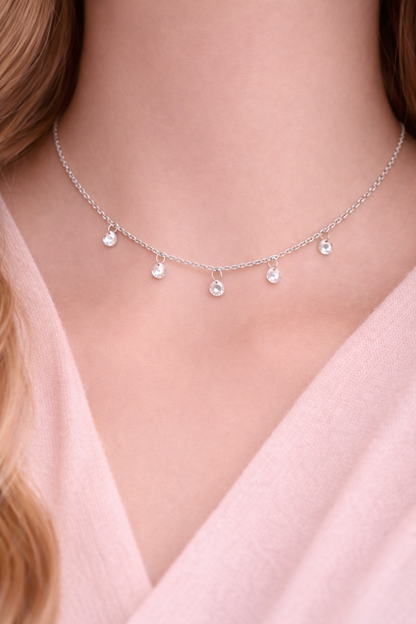 Slberne Halskette Twinkle mit fünf Dekoperlen