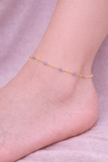 Kette Dotty lila gold Fusskette