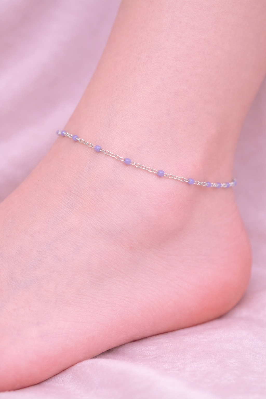 Kette Dotty lila silber Fusskette