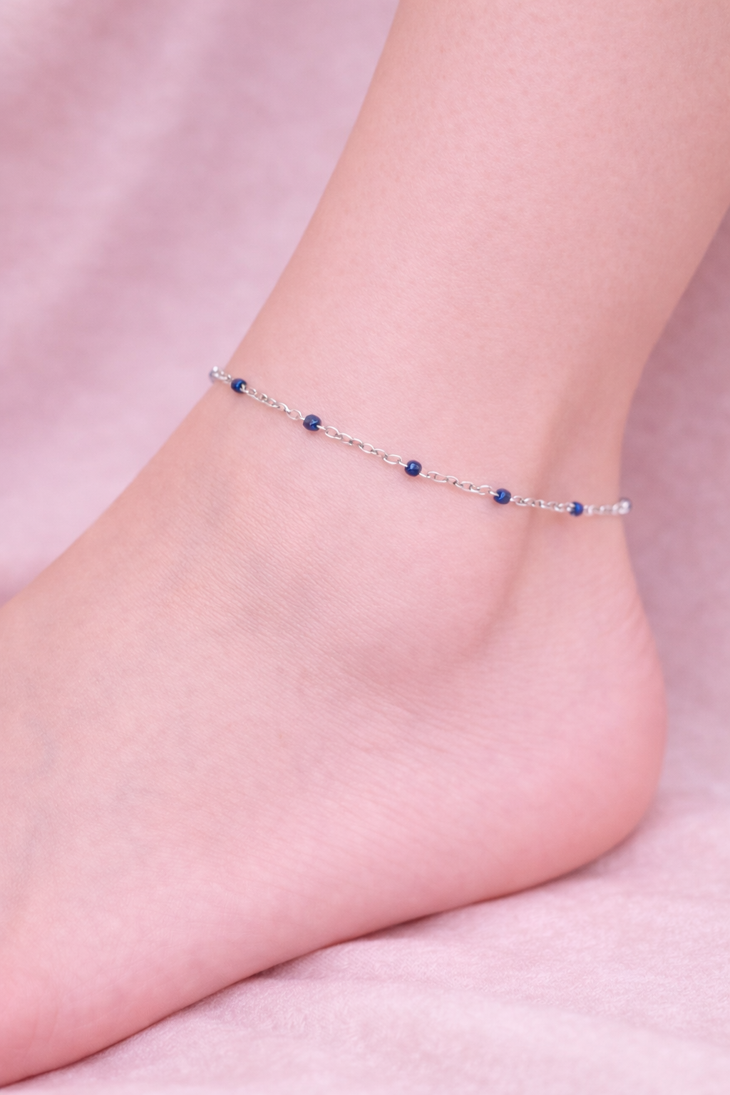 Kette Dotty navy silber Fusskette