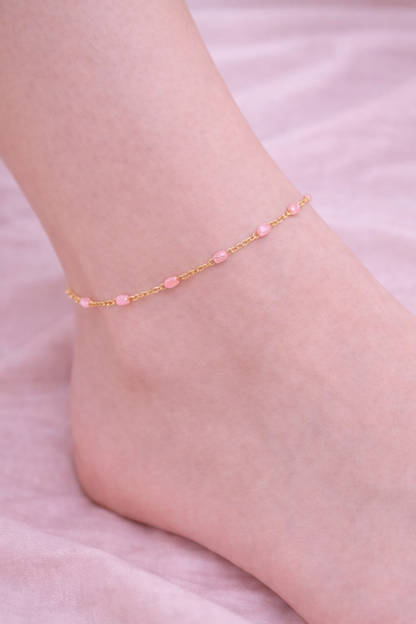 Kette Dotty pink gold Fusskette