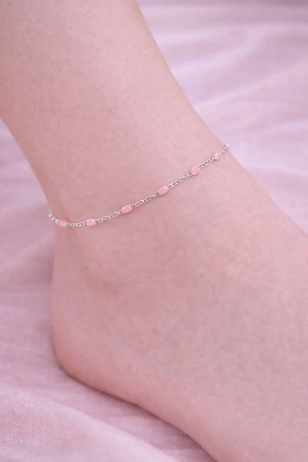 Kette Dotty pink silber Fusskette