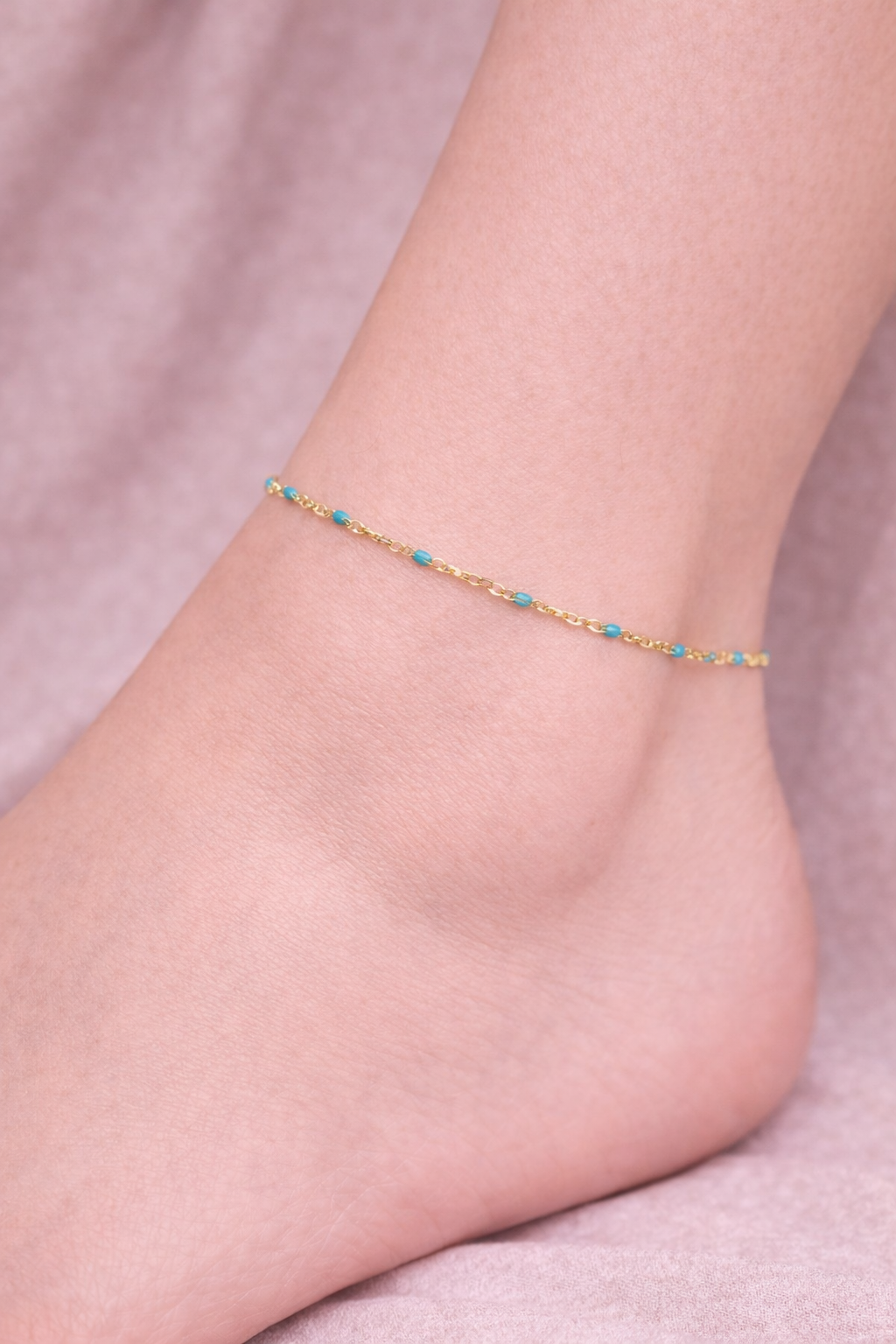 Kette Dotty türkis gold Fusskette
