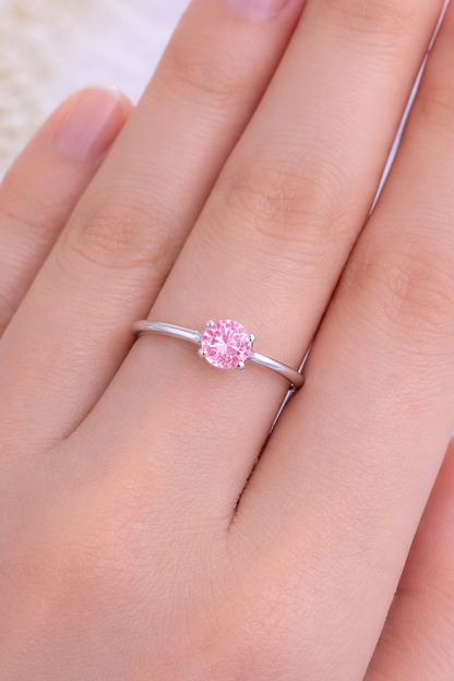 Ring Princess in silber mit rosa Stein